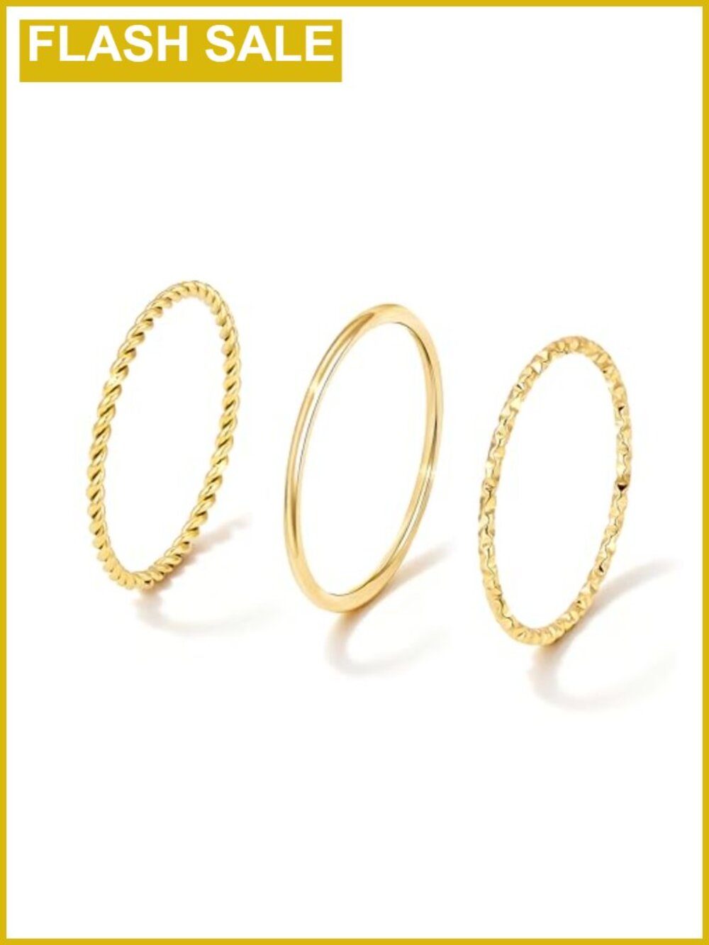 Dainty 14K Gold Plated Stackable Thin Ring Set Women Non Tarnish Hypoallergenic